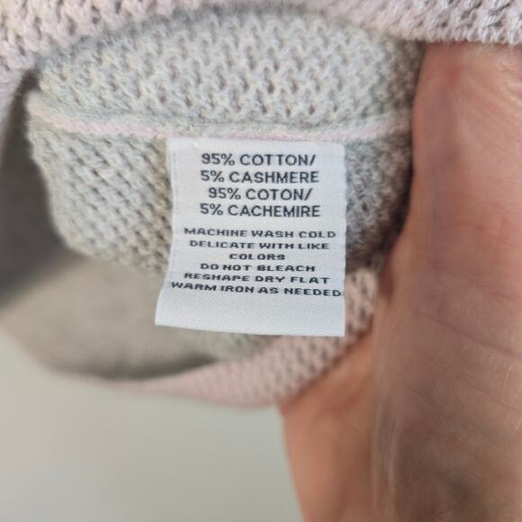 Alashan Top Women's S Pink Gray Waffle Weave Cotton Cashmere Athleisure Casual - Picture 4 of 5